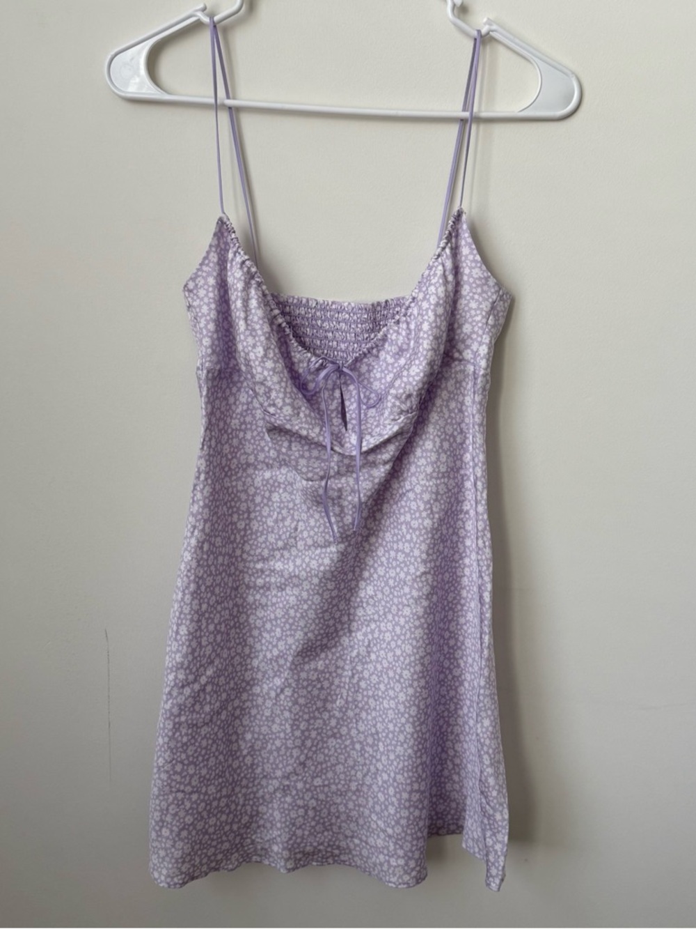 PINK by VS Lavender Ditsy Floral Mini Dress Tie Front Cottagecore Y2K